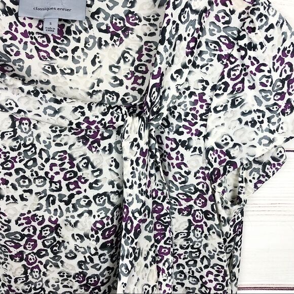 Classifies Entier Silk Purple Leopard Print Blouse - Picture 3 of 7